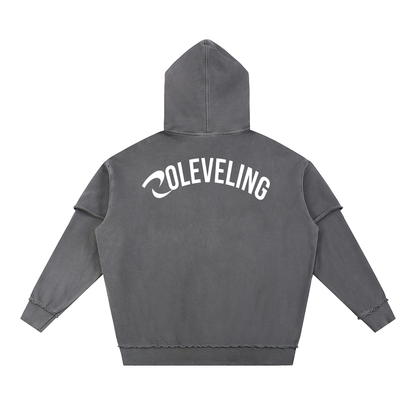 RLV-LEVEL 01/Snow Washed Raw Edge Double Layered Hoodie