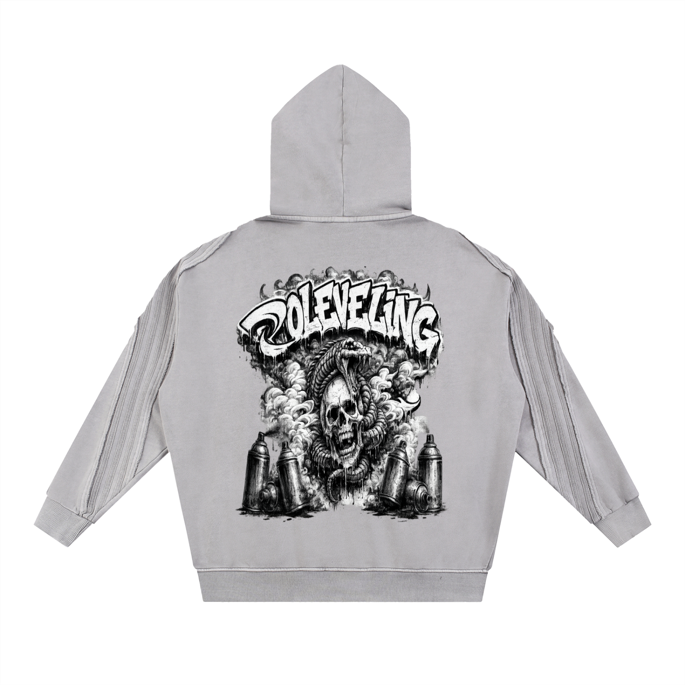 Snow Washed Tape Raw Edge Zip Hoodie