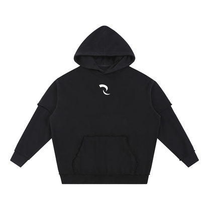 RLV-LEVEL 01/Snow Washed Raw Edge Double Layered Hoodie