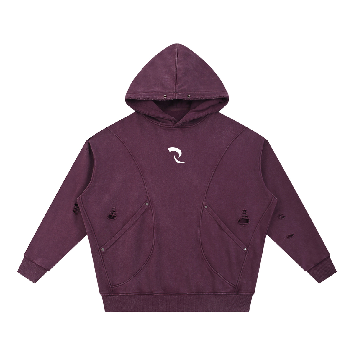 RLV- LEVEL 01/Snow Washed Distressed Panel Pocket Hoodie