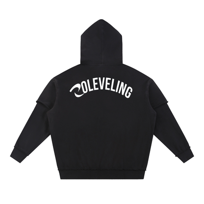 RLV-LEVEL 01/Snow Washed Raw Edge Double Layered Hoodie