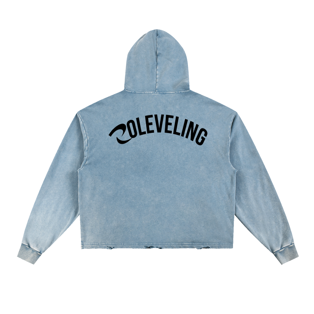 Vintage Washed Frayed-Hem Hoodie