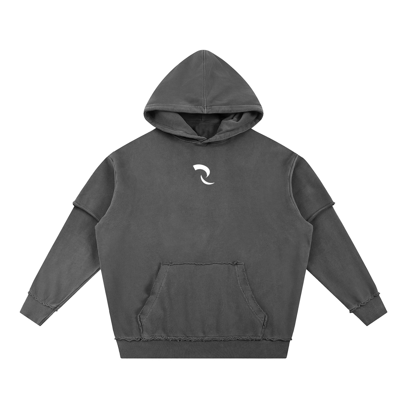 RLV-LEVEL 01/Snow Washed Raw Edge Double Layered Hoodie