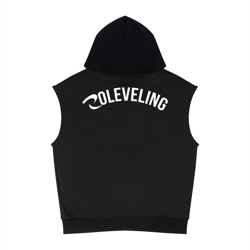 Unisex Panel Mesh Sleeveless Hoodie