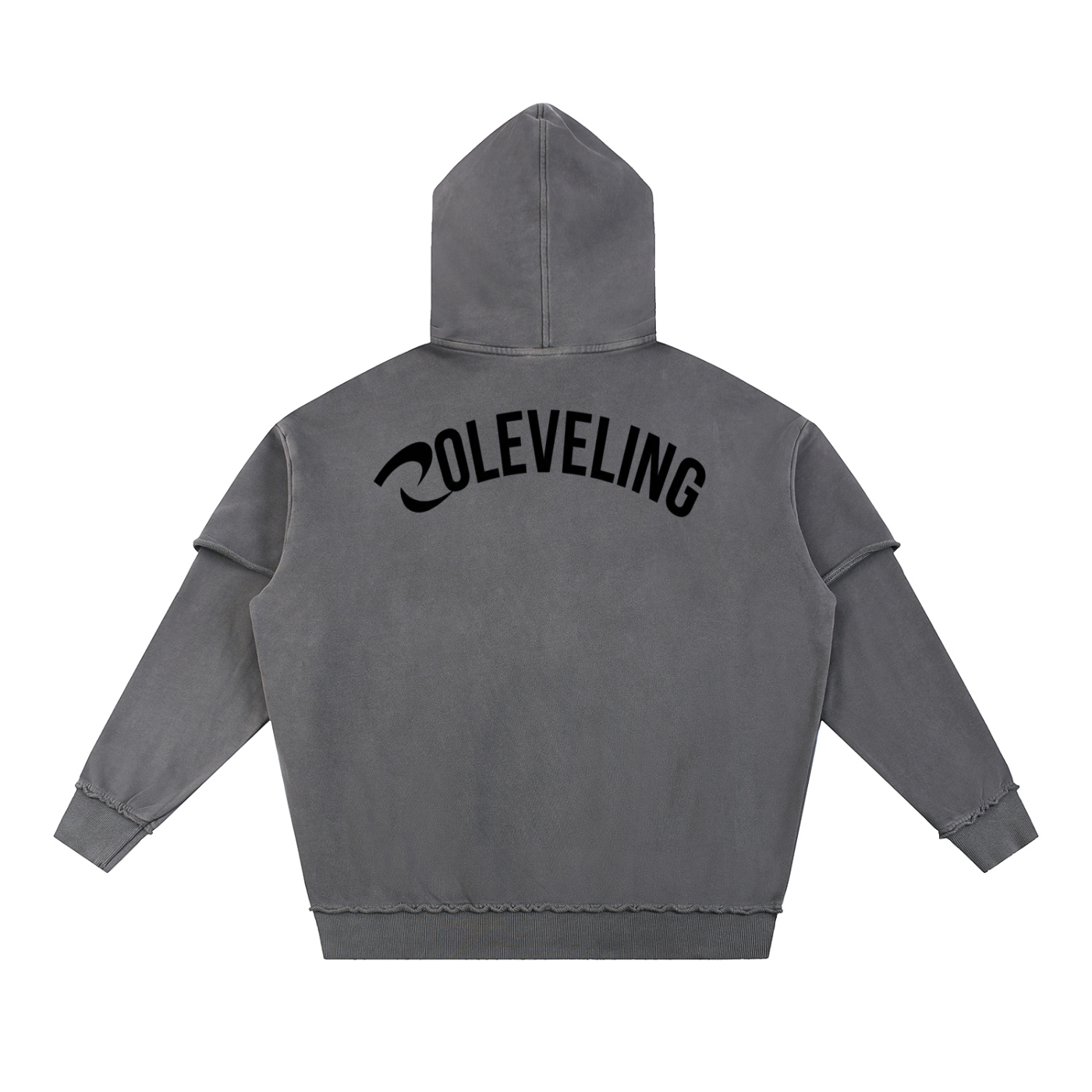 Snow Washed Raw Edge Double Layered Hoodie